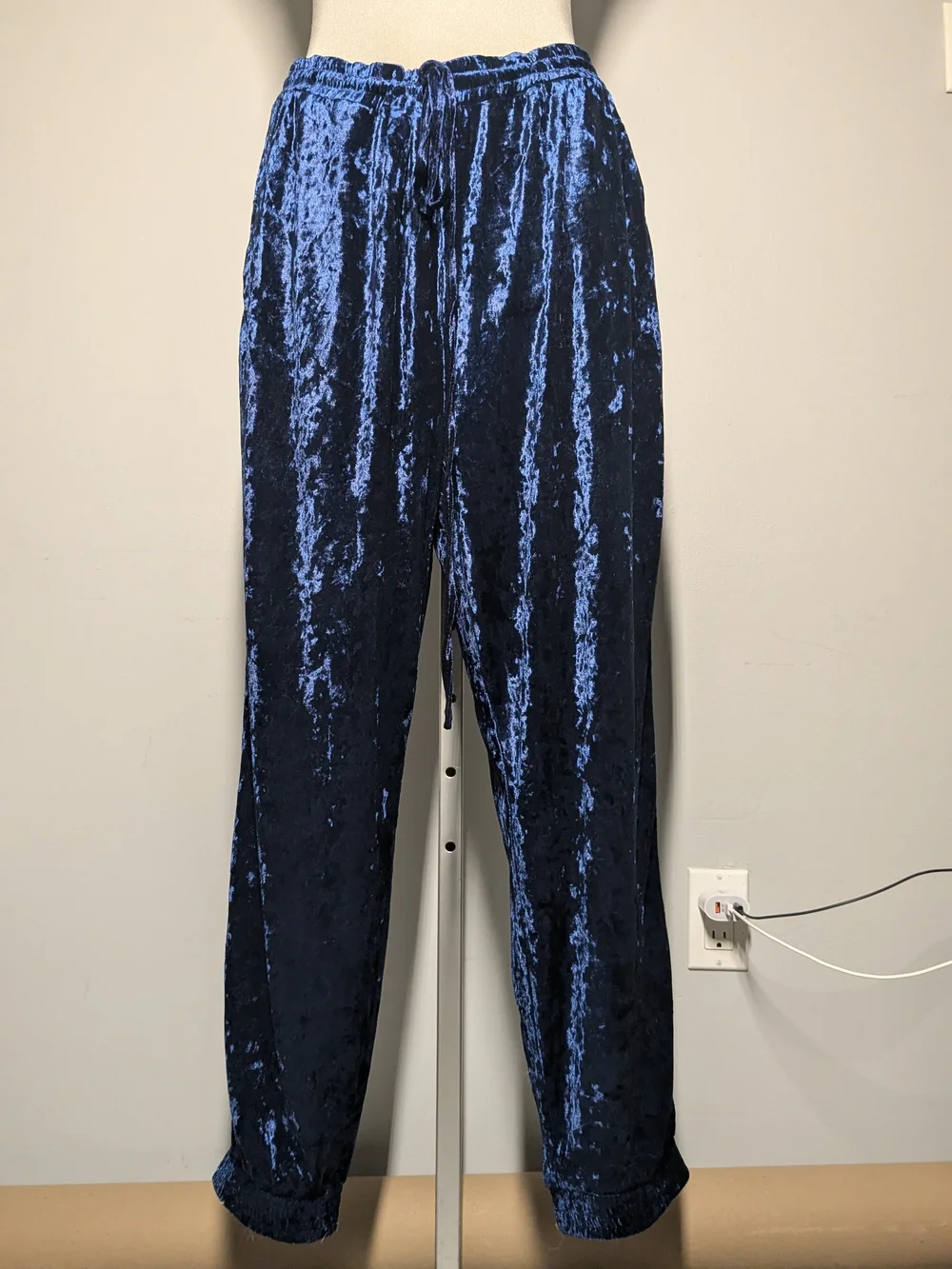 C by One Shimmery Navy Crushed Velvet Pull-On Pants - Picture 5 of 16